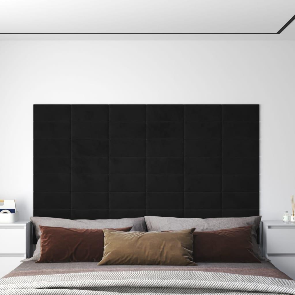 Vægpaneler 12 stk. 30x15 cm 0,54 m² fløjl sort