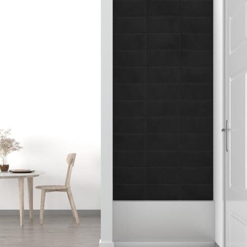 Vægpaneler 12 stk. 30x15 cm 0,54 m² fløjl sort