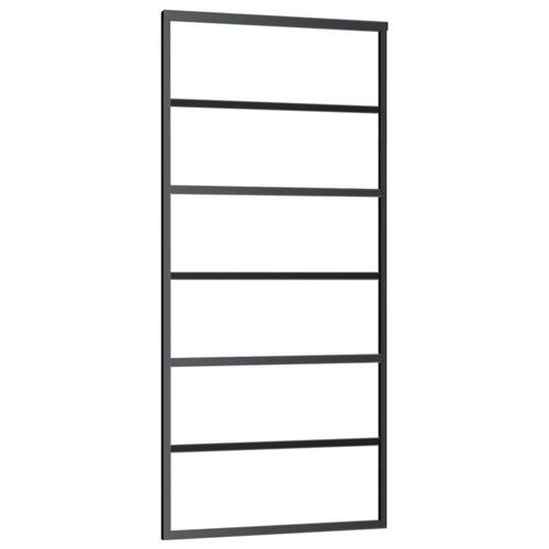 Skydedør m. monteringssæt 90x205 cm sikkerhedsglas og aluminium