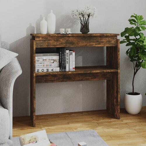 Konsolbord 80x30x80 cm konstrueret træ røget egetræsfarve