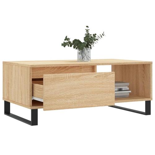 Sofabord 90x50x36,5 cm konstrueret træ sonoma-eg