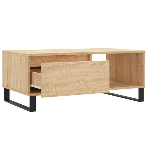Sofabord 90x50x36,5 cm konstrueret træ sonoma-eg