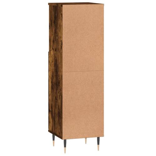 Badeværelsesskab 30x30x100 cm konstrueret træ røget egetræ