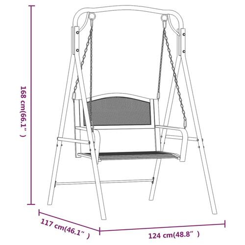 Gyngebænk 124 cm stål sort