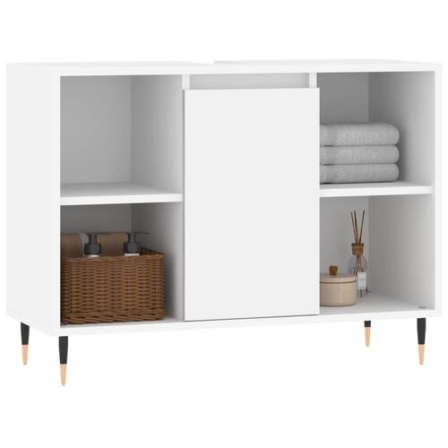 Badeværelsesskab 80x33x60 cm konstrueret træ hvid