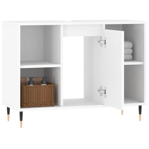 Badeværelsesskab 80x33x60 cm konstrueret træ hvid