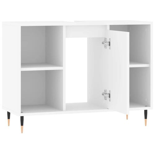 Badeværelsesskab 80x33x60 cm konstrueret træ hvid