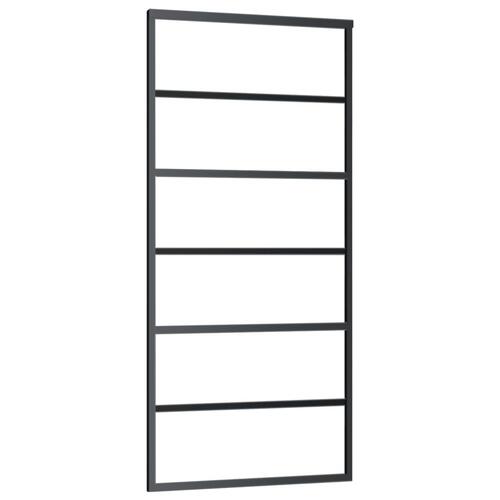 Skydedør m. monteringssæt 90x205 cm sikkerhedsglas og aluminium