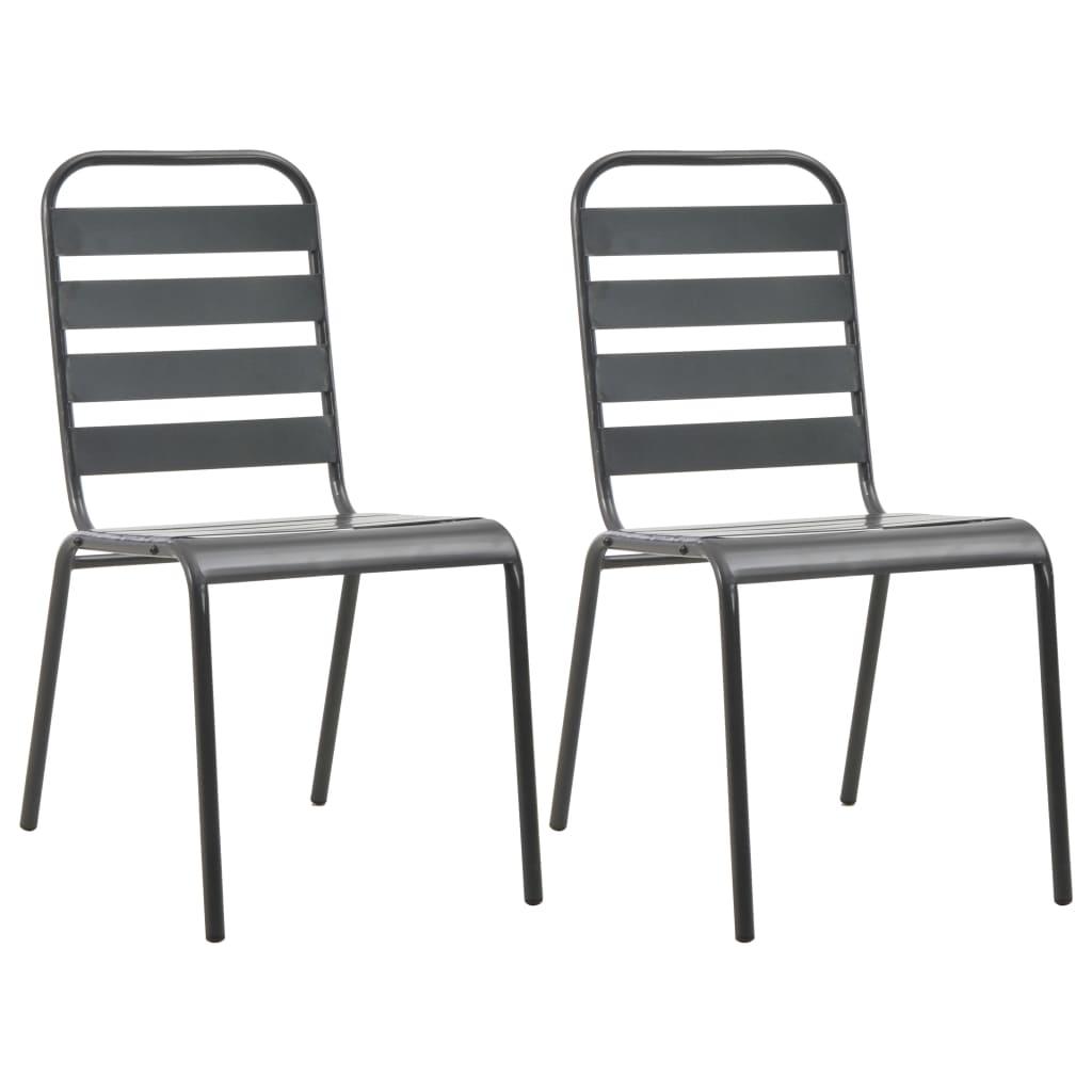 Stabelbare havestole 2 stk. stål grå