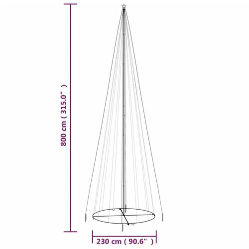 Kegleformet juletræ 230x800 cm 1134 LED'er koldt hvidt lys