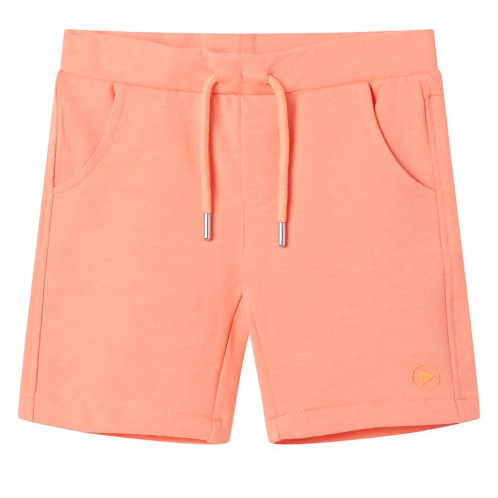 Shorts til børn str. 128 med snøre neon-orange