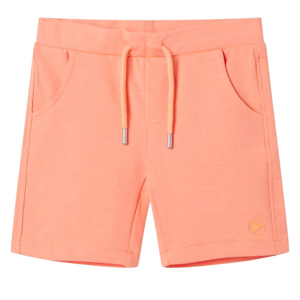 Shorts til børn str. 104 med snøre neon-orange