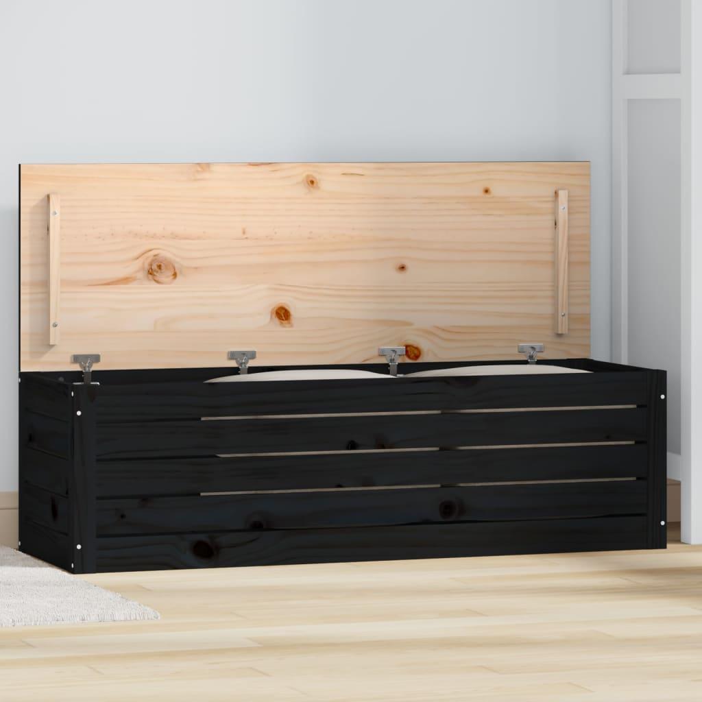 Opbevaringskasse 109x36,5x33 cm massivt fyrretræ sort
