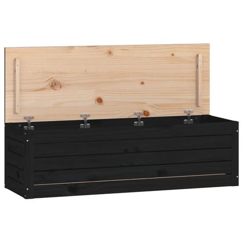 Opbevaringskasse 109x36,5x33 cm massivt fyrretræ sort