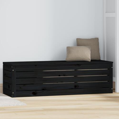 Opbevaringskasse 109x36,5x33 cm massivt fyrretræ sort