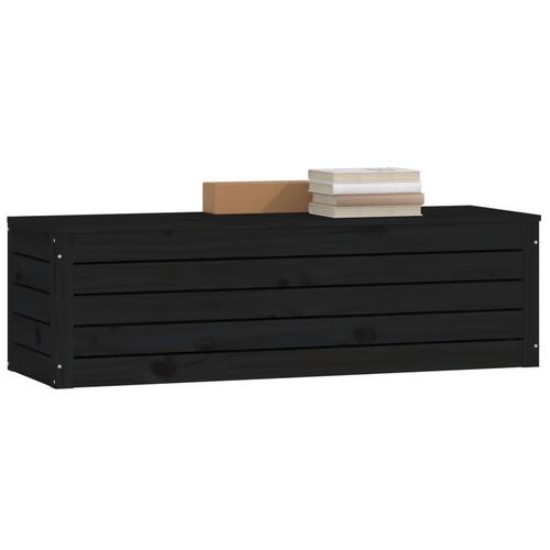 Opbevaringskasse 109x36,5x33 cm massivt fyrretræ sort