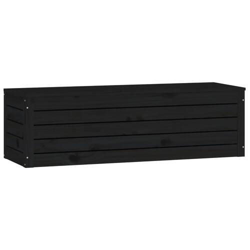 Opbevaringskasse 109x36,5x33 cm massivt fyrretræ sort