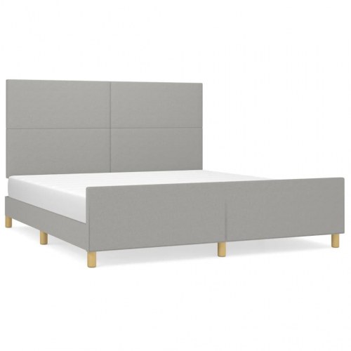 Sengeramme med sengegavl 180x200 cm - stof, lysegrå