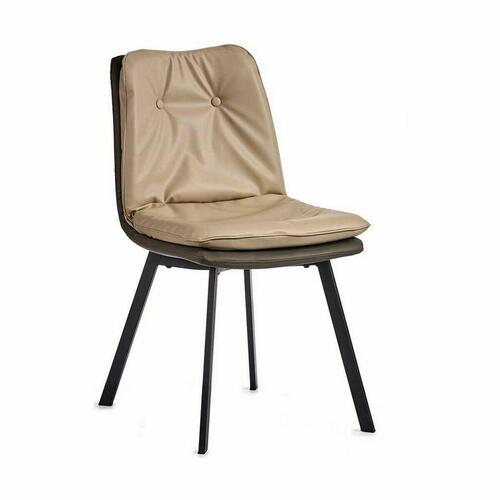 Lænestol Knaps Sort Beige Grå Stål 62 x 85 x 47 cm (2 enheder)