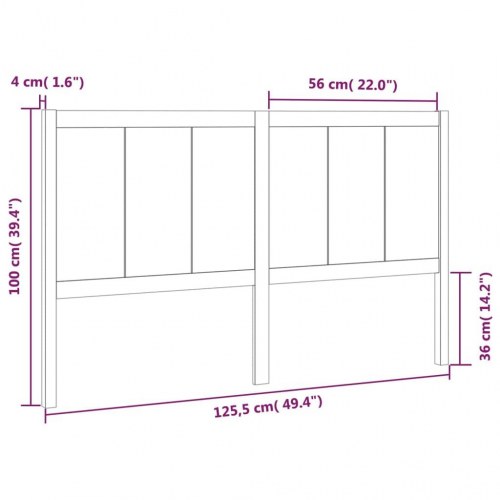 Sengegavl 125,5 x 4 x 100 cm i massivt fyrretræ - sort