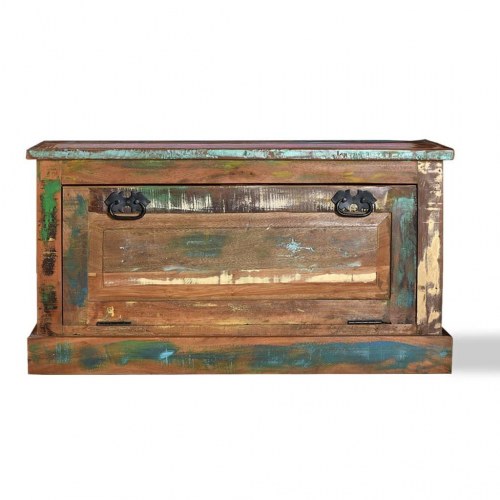 Skoopbevaringsbænk massivt genbrugstræ