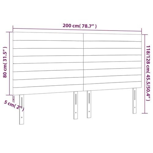 Sengegavl med LED-lys 200x5x118/128 cm stof gråbrun