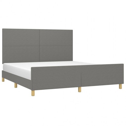 Sengeramme med justerbar sengegavl 180x200 cm - stof, mørkegrå
