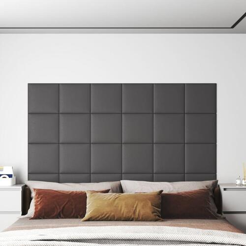 Vægpaneler 12 stk. 30x30 cm 1,08 m² kunstlæder grå