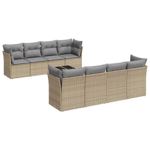 Sofasæt til haven 9 dele med hynder polyrattan beige
