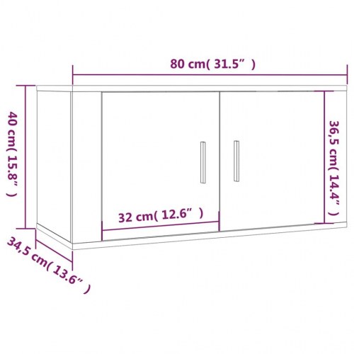 Væghængt tv-skab 80×34,5×40 cm - betongrå
