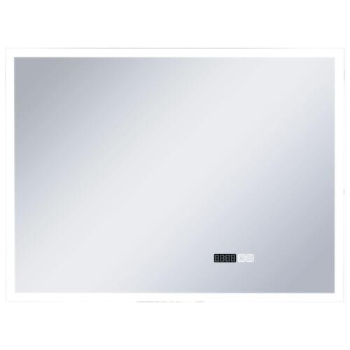 LED-spejl med berøringssensor og tidsdisplay 80x60 cm