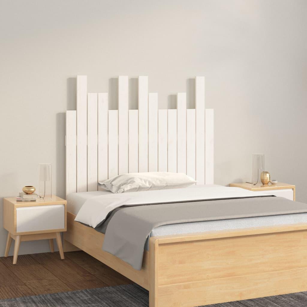 Sengegavl 95,5x3x80 cm massivt fyrretræ hvid billede