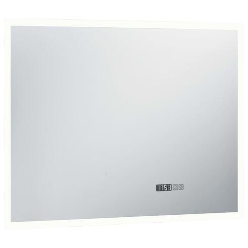 LED-spejl med berøringssensor og tidsdisplay 80x60 cm