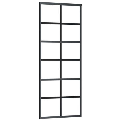 Skydedør m. monteringssæt 76x205 cm sikkerhedsglas og aluminium
