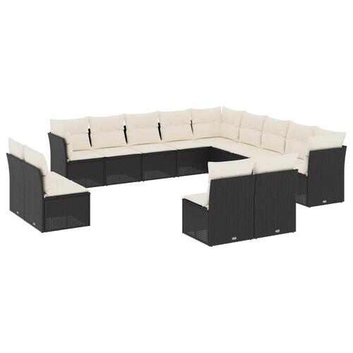 Sofasæt til haven 13 dele med hynder polyrattan sort