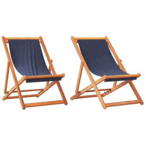 Foldbare strandstole 2 stk. stof blå