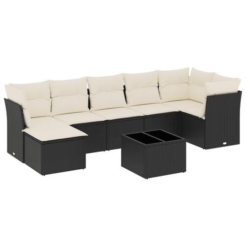 Sofasæt til haven 8 dele med hynder polyrattan sort