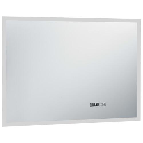 LED-spejl med berøringssensor og tidsdisplay 100x60 cm