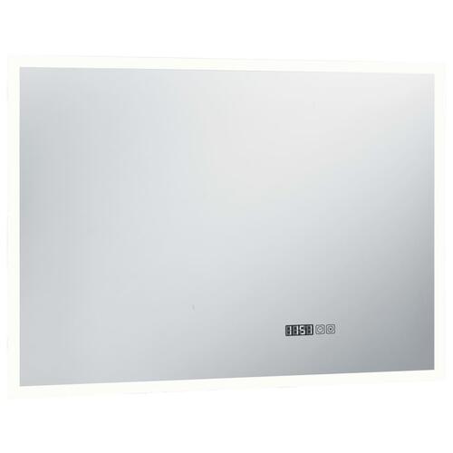 LED-spejl med berøringssensor og tidsdisplay 100x60 cm