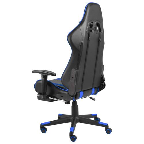 Drejelig gamingstol med fodstøtte PVC blå