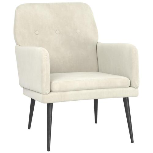 Lænestol 62x79x79 cm velour cremefarvet