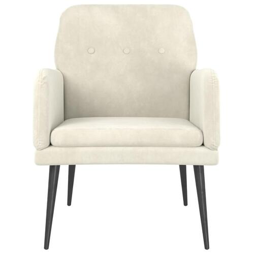 Lænestol 62x79x79 cm velour cremefarvet