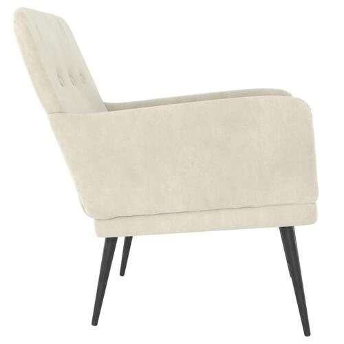 Lænestol 62x79x79 cm velour cremefarvet