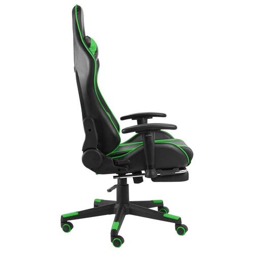 Drejelig gamingstol med fodstøtte PVC grøn
