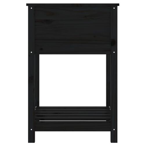 Plantekasse med hylde 54x54x81 cm massivt fyrretræ sort