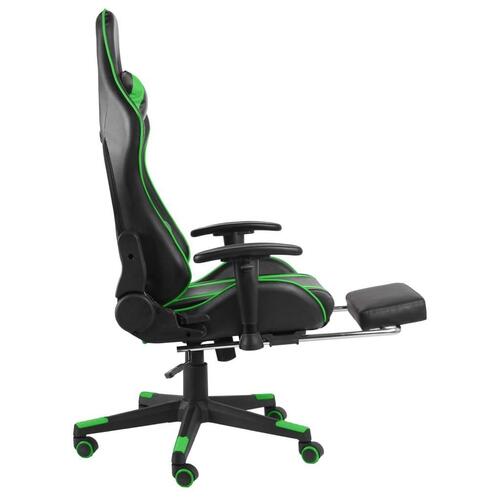 Drejelig gamingstol med fodstøtte PVC grøn