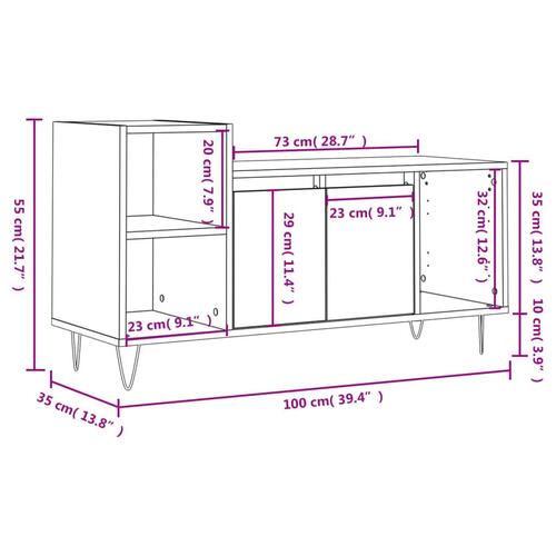 Tv-bord 100x35x55 cm konstrueret træ hvid