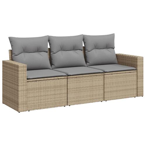 Sofasæt til haven 3 dele med hynder polyrattan beige