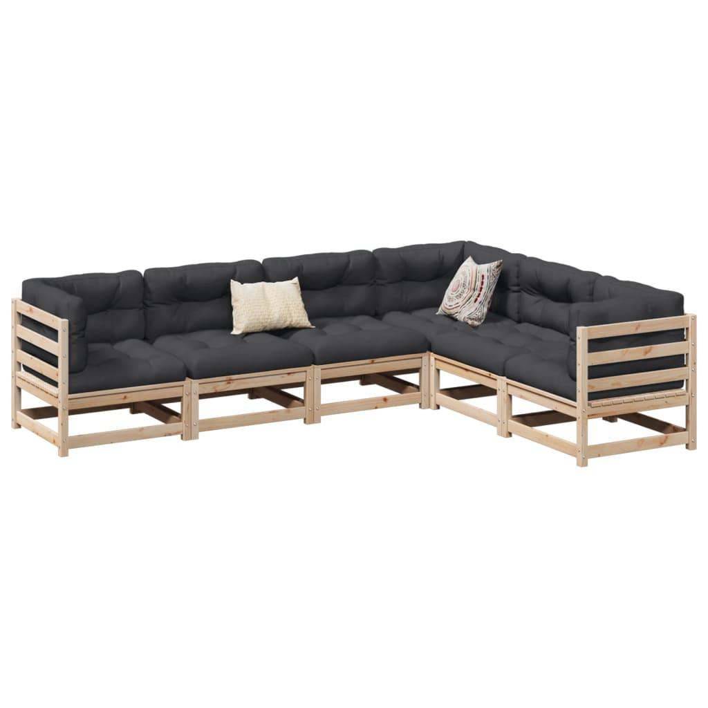 Sofasæt til haven 6 dele massivt fyrretræ