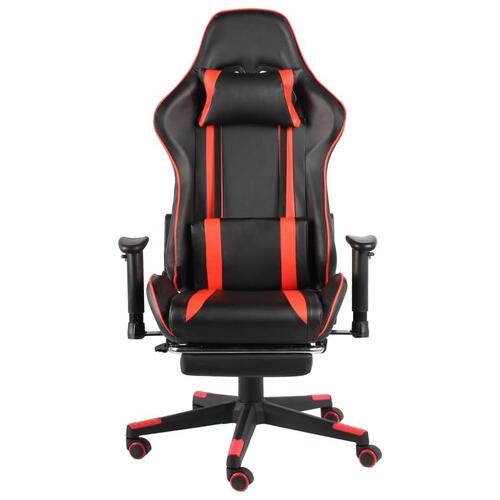 Drejelig gamingstol med fodstøtte PVC rød
